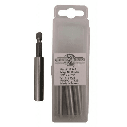 2-7/8" 2-Piece Magnetic Bit Holder with C-Ring, 1/4" Shank (3/Box)