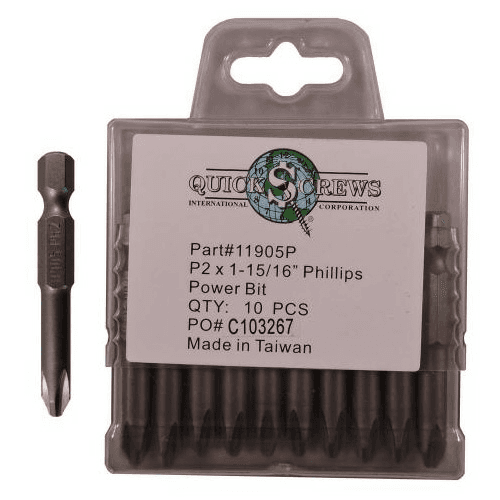 #2 x 1-15/16" Phillips Drive Power Bit (10/Box)