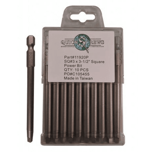 #3 x 3-1/2" Square Drive Power Bit (10/Box)