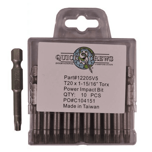 T20 x 1-15/16" Torx Drive Impact Power Bit (10/Box)