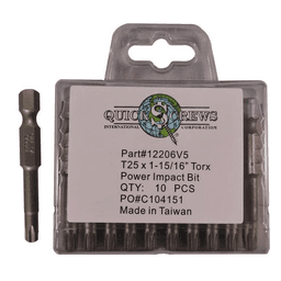 T25 x 1-15/16" Torx Drive Impact Power Bit (10/Box)