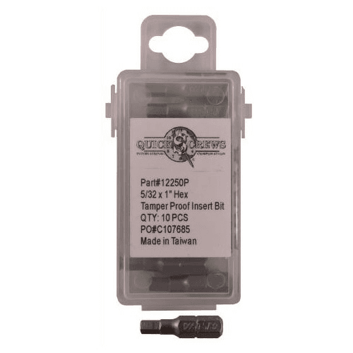 1" Hex Tamper Proof Drive Insert Bit, 5/32" Shank (10/Box)