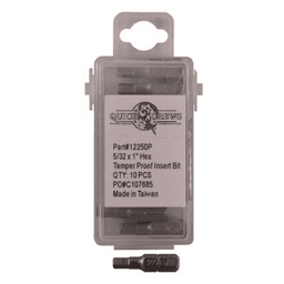 1" Hex Tamper Proof Drive Insert Bit, 5/32" Shank (10/Box)