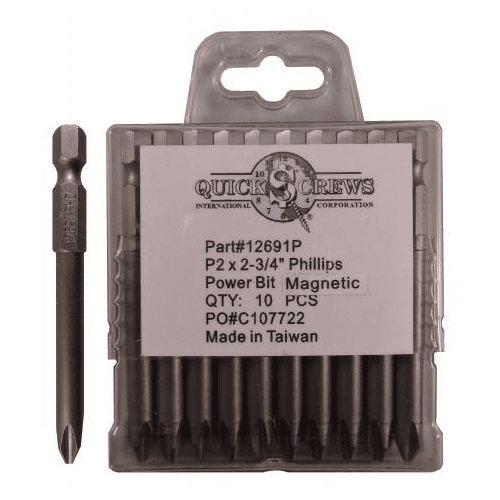 #2 x 2-3/4" Phillips Drive Magnetic Power Bit (10/Box)