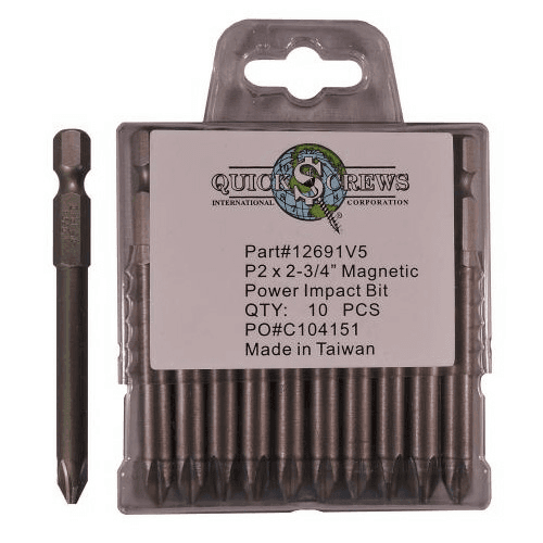 #2 x 2-3/4" Phillips Drive Magnetic Power Impact Bit (10/Box)