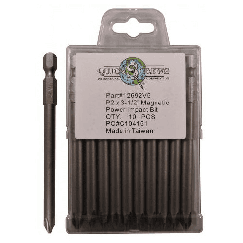 #2 x 3-1/2" Phillips Drive Magnetic Power Impact Bit (10/Box)
