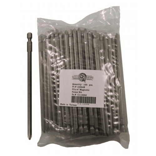 #2 x 6" Phillips Drive Magnetic Power Bit (100/Pack)