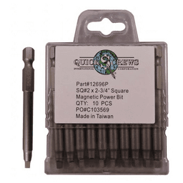 #2 x 2-3/4" Square Drive Magnetic Power Bit (10/Box)