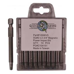 #2 x 2-3/4" Square Drive Magnetic Power Impact Bit (10/Pack)
