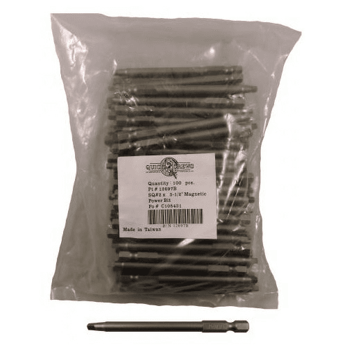 #2 x 3-1/2" Square Drive Magnetic Power Bit (100/Pack)