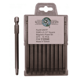 #2 x 3-1/2" Square Drive Magnetic Power Bit (10/Box)