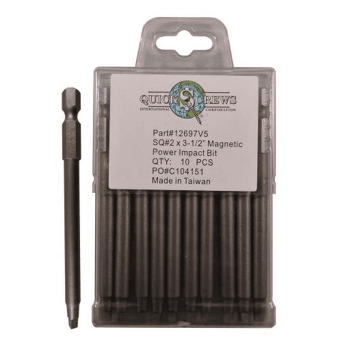 #2 x 3-1/2" Square Drive Magnetic Power Impact Bit (10/Box)