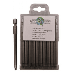 #2 x 3-1/2" Square Drive Magnetic Power Impact Bit (10/Box)