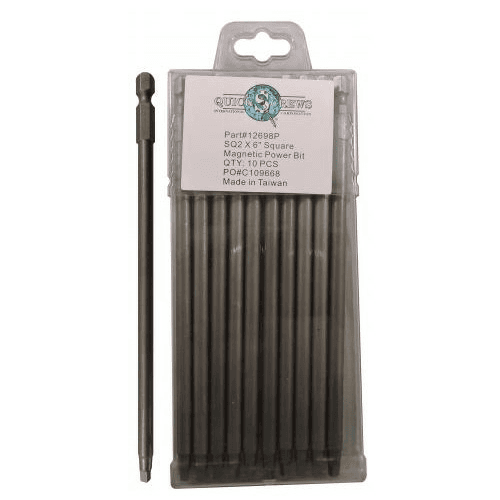#2 x 6" Square Drive Magnetic Power Bit (10/Box)