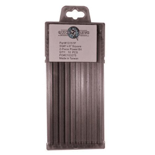 #1 x 6" 2-Piece Square Drive Power Bit (10/Box)
