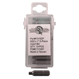 #2 x 1" 2-Piece Square Drive Insert Bit (10/Box)