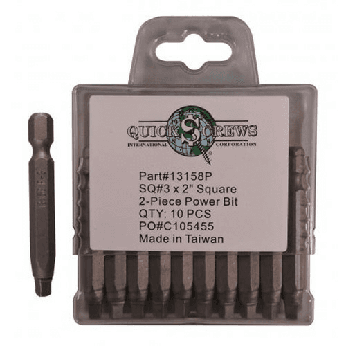 #3 x 2" 2-Piece Square Drive Power Bit (10/Box)