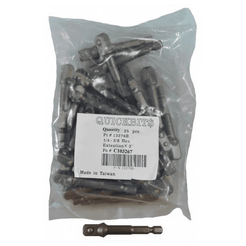 3" Hex Drive Extension Bit, 1/4" - 3/8" Shank (25/Pack)
