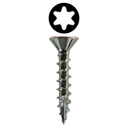 #8 x 3/4" Flat Head Assembly Screws, Torx Drive Coarse Thread with Nibs and Type 17 Auger Point, Zinc, Box of Hundred by Quickscrews