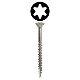 #10 x 3-1/2" Flat Head Assembly Screws, Torx Drive Coarse Thread with Nibs and Type 17 Auger Point, Zinc, Box of Fifty by Quickscrews
