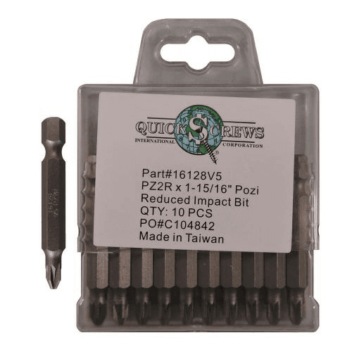 #2 x 1-15/16" Pozi Drive Reduced Impact Power Bit (10/Pack)