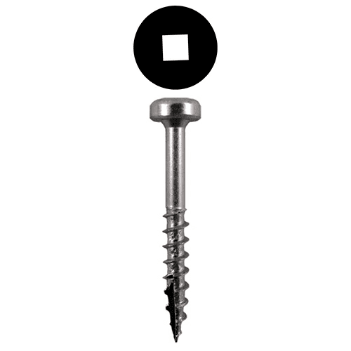 #7 x 1-1/4" Modified Pan Head Face Frame/Pocket-Hole Screws, Square Drive Coarse Thread and Type 17 Auger Point, Zinc, Box of 8 Thousand by Quickscrews