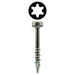 #7 x 1-1/4" Modified Pan Head Face Frame/Pocket-Hole Screws, Torx Drive Hi-Low Thread and Type 17 Auger Point, Zinc, Box of 8 Thousand by Quickscrews