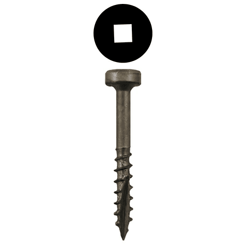 #7 x 1-1/4" Modified Pan Head Face Frame/Pocket-Hole Screws, Square Drive Coarse Thread and Type 17 Auger Point, Plain, Box of Hundred by Quickscrews