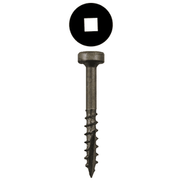 #7 x 1-1/4" Modified Pan Head Face Frame/Pocket-Hole Screws, Square Drive Coarse Thread and Type 17 Auger Point, Plain, Box of Hundred by Quickscrews