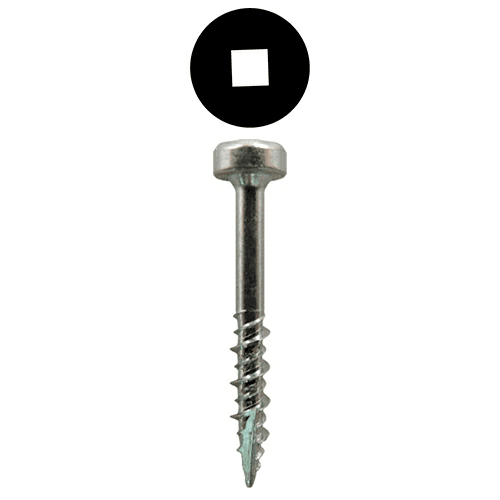 #7 x 1-1/4" Modified Pan Head Face Frame/Pocket-Hole Screws, Square Drive Coarse Thread and Type 17 Auger Point, Zinc, Box of Hundred by Quickscrews