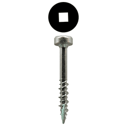 #7 x 1-1/4" Modified Pan Head Face Frame/Pocket-Hole Screws, Square Drive Coarse Thread and Type 17 Auger Point, Zinc, Box of Hundred by Quickscrews