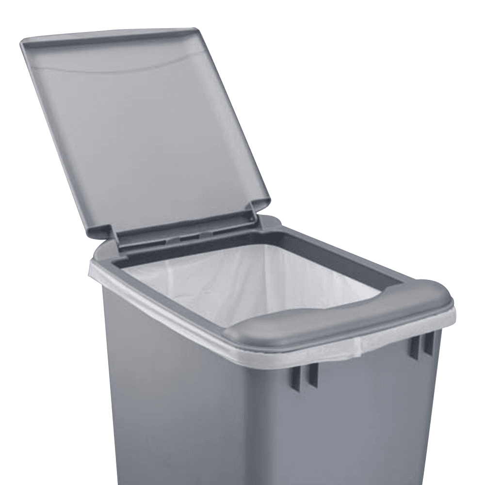35 QT Waste Container Lid, Metallic Silver