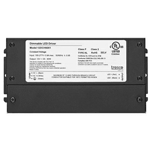T621 60W Wall Dimmable Hardwire Power Supply, Black