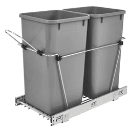 Double 27 QT Bottom-Mount Waste Container Pullout, Full-Extension, White
