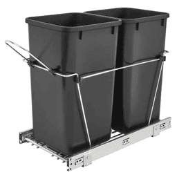 Double 27 QT Bottom-Mount Waste Container Pullout, Full-Extension, Black