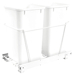 Double 27 QT Bottom-Mount Waste Container Pullout, Full-Extension, White