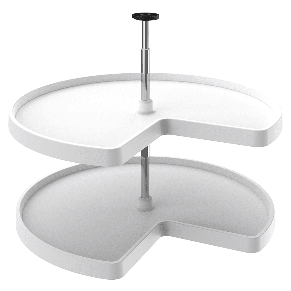 32" Kidney 2 Tray Value Line Lazy Susan, White