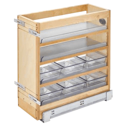 8-7/16" Pullout Organizer with 6 Polycarbonate Bins, Soft-Closing, Wood