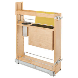 6" Pullout Wood Base Cabinet Organizer with Knife Block, Utensil Bins and BLUMOTION Soft-Close Slides