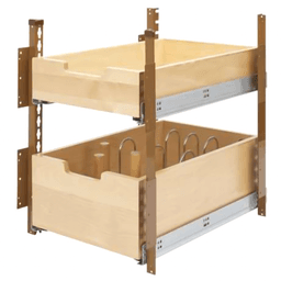 14-3/4" 2-Tier Pilaster Drawer System Set with BLUMOTION Soft-Closing, Wood