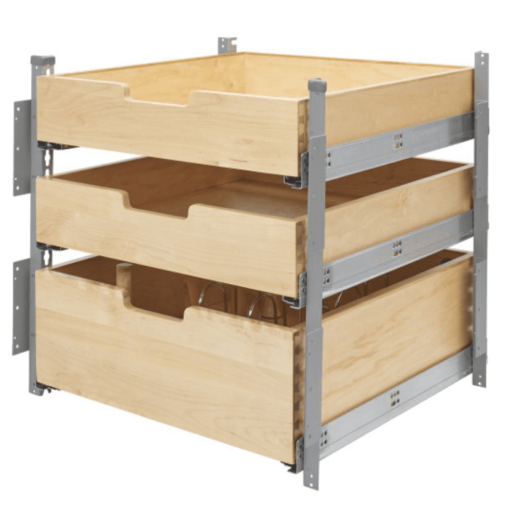 20-3/4" 3-Tier Pilaster Drawer System Set with BLUMOTION Soft-Closing, Wood