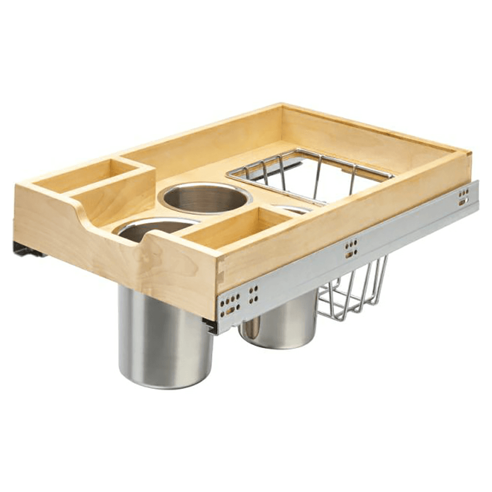 14-1/16" 1-Tier Pilaster Drawer System with Blumotion Soft-Closing, Semi-Gloss