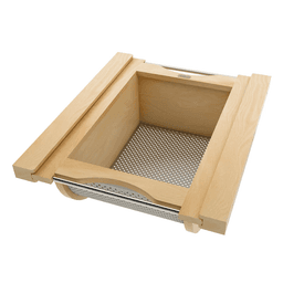 Produce Basket Pullout for 15" Base Cabinets, Blumotion Soft-Closing, Maple with Matt Black Accents