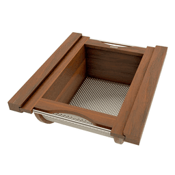 Produce Basket Pullout for 18" Base Cabinets, Blumotion Soft-Closing, Walnut with Stainless Steel Accents