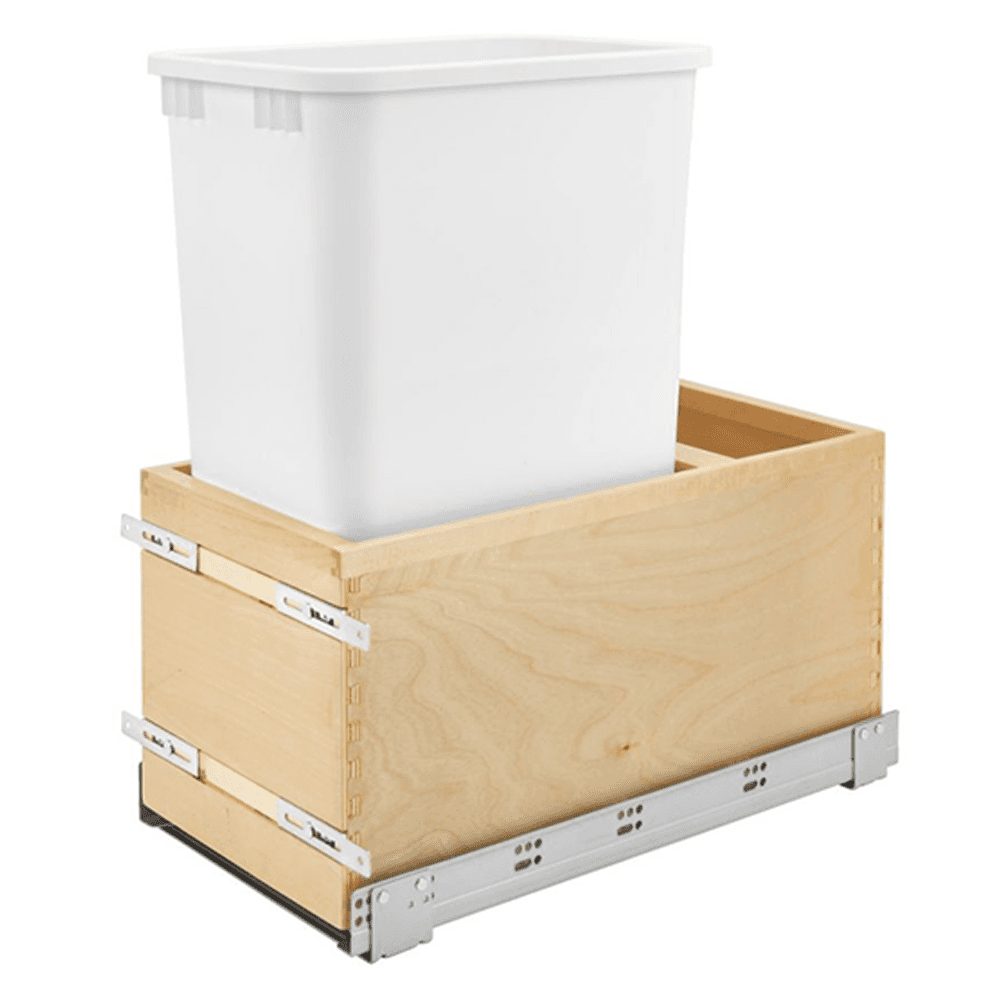 50 QT Bottom Mount Waste Container Pull-Out, Soft-Close, White