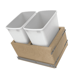 Double 32 QT Door-Mount Waste Container Pullout with BLUMOTION TANDEM Soft Close for 15" Cabinet Opening, White