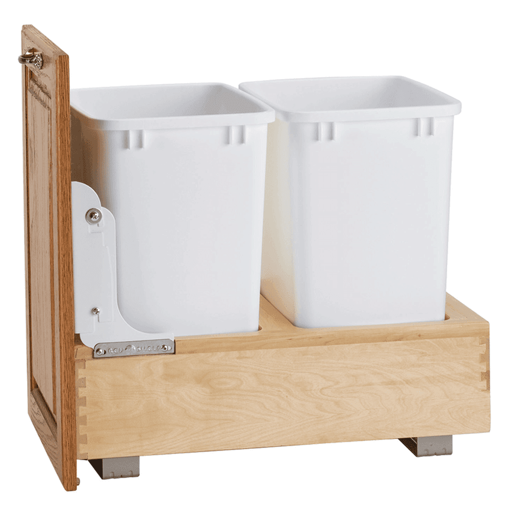 Double 35 QT Bottom-Mount Waste Container Pullout, Full-Extension, White