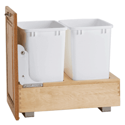 Double 35 QT Bottom-Mount Waste Container Pullout, Full-Extension, White