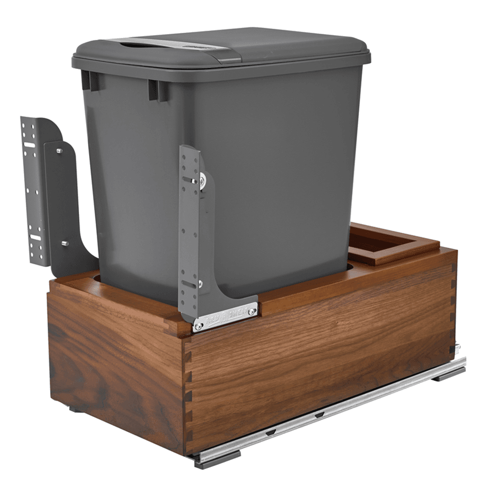 Single 35 QT Bottom-Mount Waste Container Pullout, Soft-Closing, Natural
