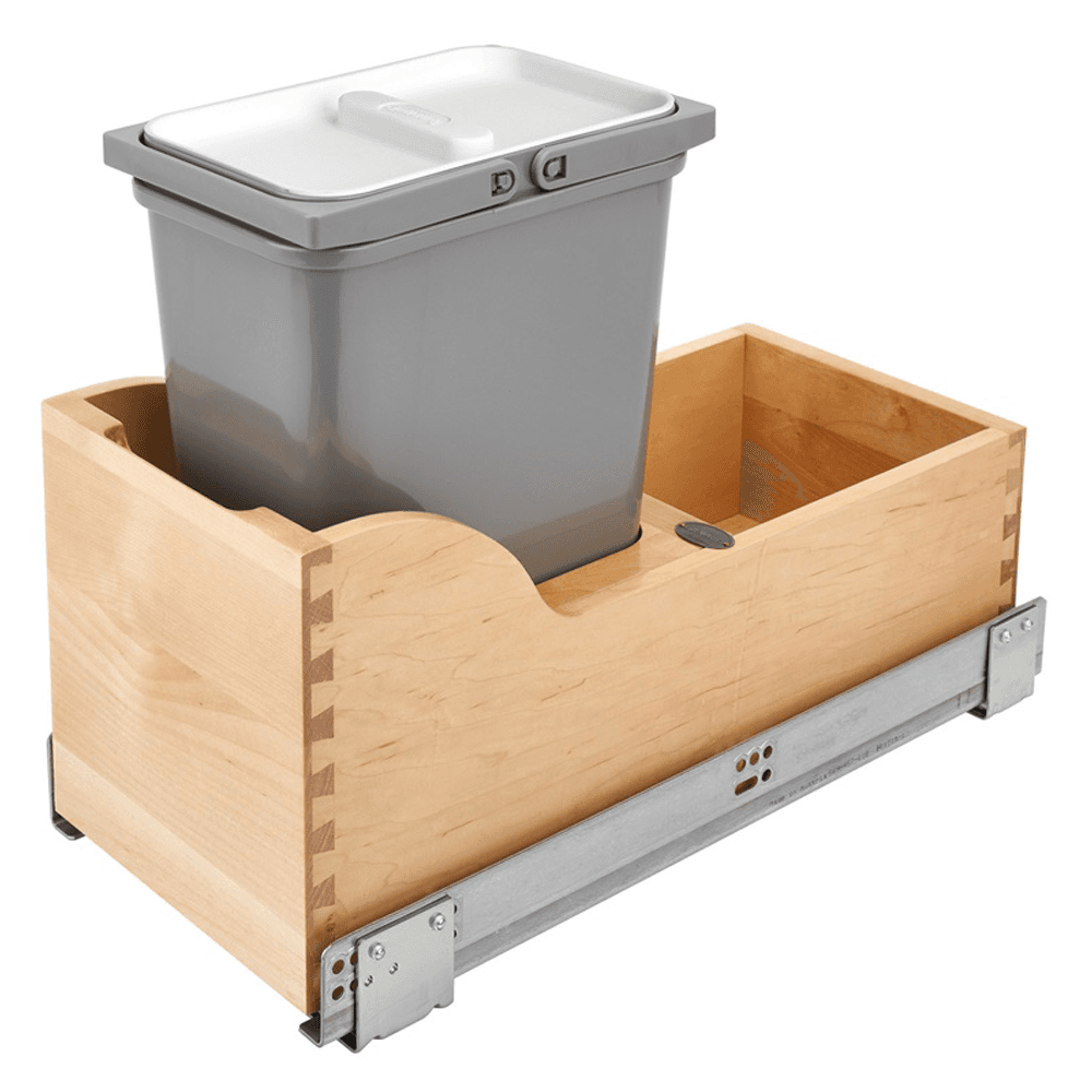 Single 8 QT Bottom-Mount Vanity Waste Container Pullout, BLUMOTION Soft-Closing, Natural